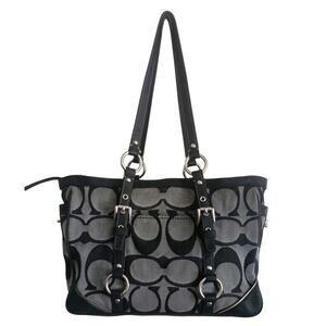 Y2K Coach Optic Signature Handle satchel/bag Jacquard turn key side pockets